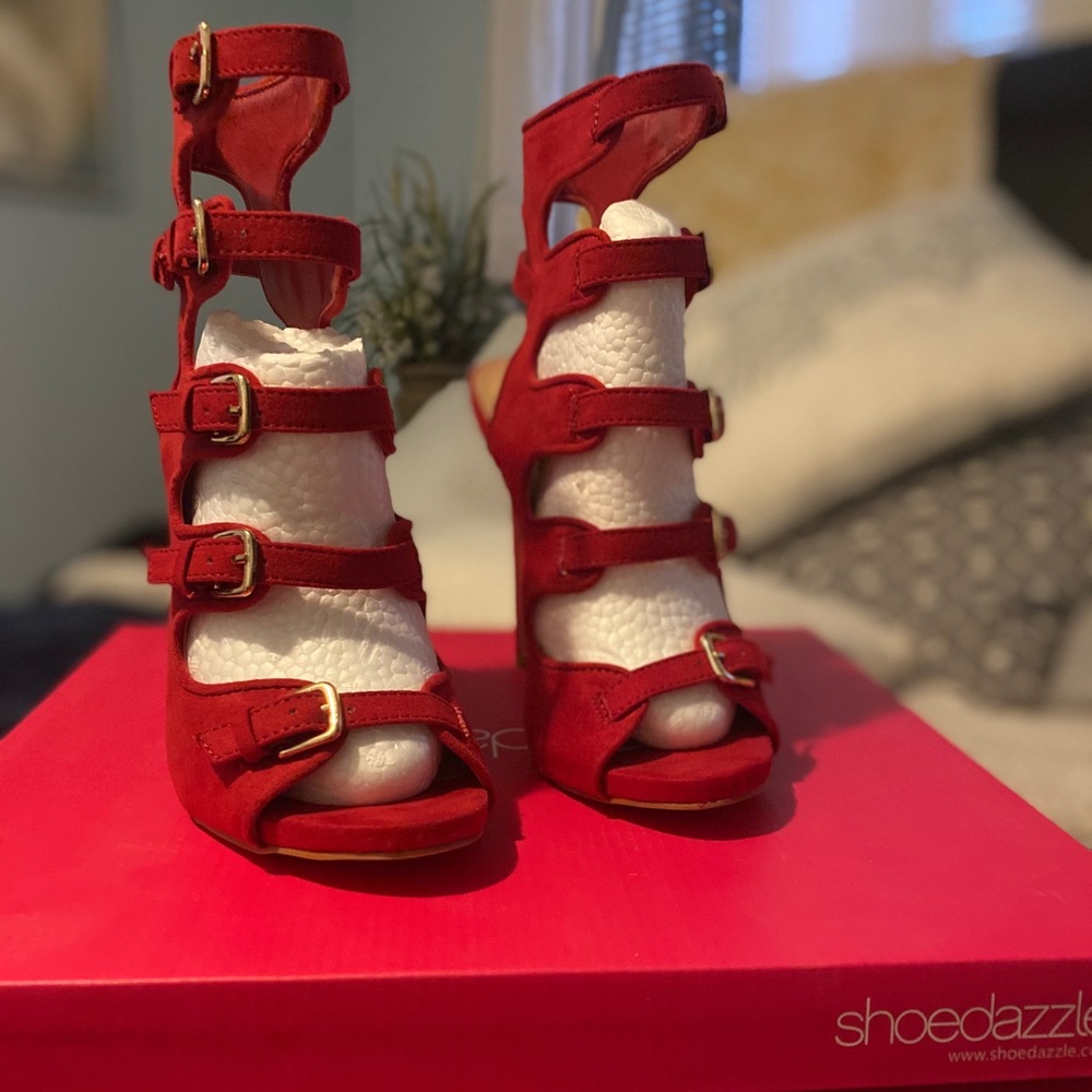 Rosselyn Red Heeled Sandal - Picture 6 of 11